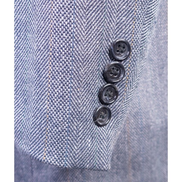 Evan Picone Blue Herringbone Wool Blend Two Button Two Piece Suit Size: 42R - Picture 7 of 14